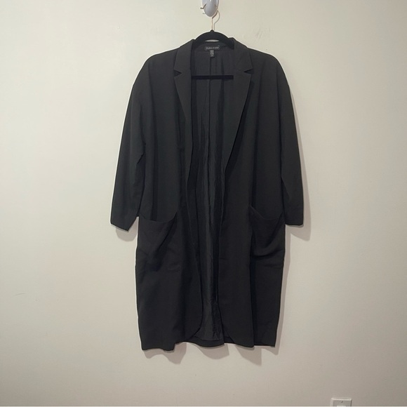 Eileen Fisher Women’s Black Tencel Open Front oversized Blazer Jacket Size S/P - Picture 2 of 9